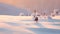 Lonely Cedrella: A Backlit Photography Of A Small Bird In A Snow Field