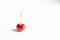 Lonely cherry on a white background