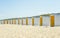 Lonely colorful beach lockers on a Dutch beach