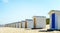 Lonely colorful beach lockers on a Dutch beach