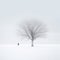 Lonely Contemplation: Minimalistic Abstraction In Ethereal Snowy Landscape