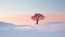 Lonely Cypress In Snowfield: A Captivating Nature-inspired Art Nouveau Photograph