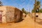 Lonely empty unpaved road in a village in the desert of Sudan, A