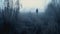 Lonely Figure In A Foggy Field: A Horror-inspired Narrative Depiction