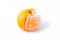 Lonely half-cleaned Tangerine (Mandarin) on White Background