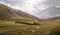 Lonely house of a sheep or horse shepherd in the beautiful autumn mountains of Kyrgyzstan. Aksai valley, Naryn region