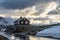 Lonely house in the sunset rays on the road from Dalsnibba to Geiranger fjord, Geiranger, Sunnmore,  Romsdal county, western