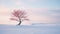 Lonely Mahogany: A Romanticized Depiction Of A Snowy Landscape