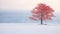 Lonely Maple: A Serene Snow-covered Tree In Soft Muted Palette