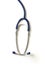 A lonely medical stethoscope on a white background