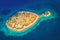 Lonely Mediterranean island aerial view