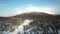 Lonely mountain surrounded by winter forest