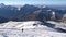 Lonely mountaineer in crampons coming up to the summit of Elbrus in Caucasus mountains. Snow peak.