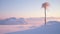 Lonely Palm: A Solo Snow Tree In Norwegian Style Landscape