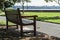 A lonely park bench in sydney harbour park