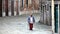 Lonely pedestrian walking in the quiet side street in residential quarter of the old town, Venice, Italy