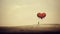 a lonely person holding a big giant heart balloon, sad inspired illustration, ai generated image