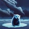 lonely polar bear sitting on a thin ice floe, concept art, ai generated image