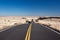 The lonely road in the desert to Wupatki National Monument in winter