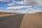 lonely route in the desert of route 23 in Argentina in a sunny day