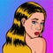 Lonely and sad girl is crying pop art. The daughter mourns.