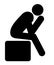 lonely sad man icon. depression symbol. men depress siting sign. flat style