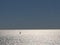 Lonely sailboat. Adriatic Sea. Minimalism