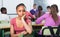 Lonely school pupil sitting