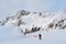 Lonely skier in Brevent. Chamonix Mont Blanc.