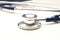 A lonely stethoscope on a white background