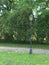 A lonely streetlamp posed in front of trees in St Petersburg Russia