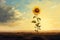 Lonely sunflower. Generate Ai