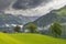 Lonely trees in countryside, Swiss Alps nearby UnterschÃ¤chen