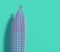 A lonely unreal turquoise cactus with purple spines on a turquoise background. Modern Art. Minimalism. Banner with free space for