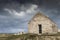 Lonely watch house coastline in France on a stormy day, Guisseny, Brittany