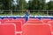 Lonely woman on the empty stadium outdoor