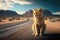 Lonely Yellow Tabby Cat on the Road. Perfect for Posters and Wallpapers.