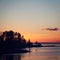 Lonesome fisherman on the bank. Ladoga lake.