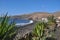 Lonesome remote beach on volcanic canary island Lanzarote