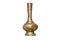A long, ancient vase made of brass with colorful decorations, isolated on a white background with a clipping path.
