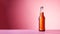 Long banner. Mockup, drink bottle, cider. soda without label on pink background
