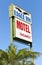LONG BEACH, CALIFORNIA - 18 OCT 2023: Closeup of the sign at the Eagle Inn Motel on Pacific Coast Highway, PCH