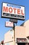 LONG BEACH, CALIFORNIA - 18 OCT 2023: Closeup of the sign at the Raymoure Motel on Pacific Coast Highway, PCH