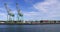 Long Beach California cargo container port harbor pan