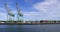 Long Beach California cargo container port harbor pan 4K