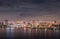 Long Beach California Panorama at night in cloudy night