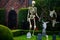 Long Beach, California, USA - October, 2020: Skeleton and cemetery for Halloween.