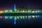 Long Beach Harbor Lighthouse reflecting at night