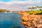 Long Beach lighthouse stands high above Rainbow Harbor and Shoreline Village in Long Beach