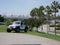 Long Beach Los Angeles Police patrol car - promenade, jeep and port cranes